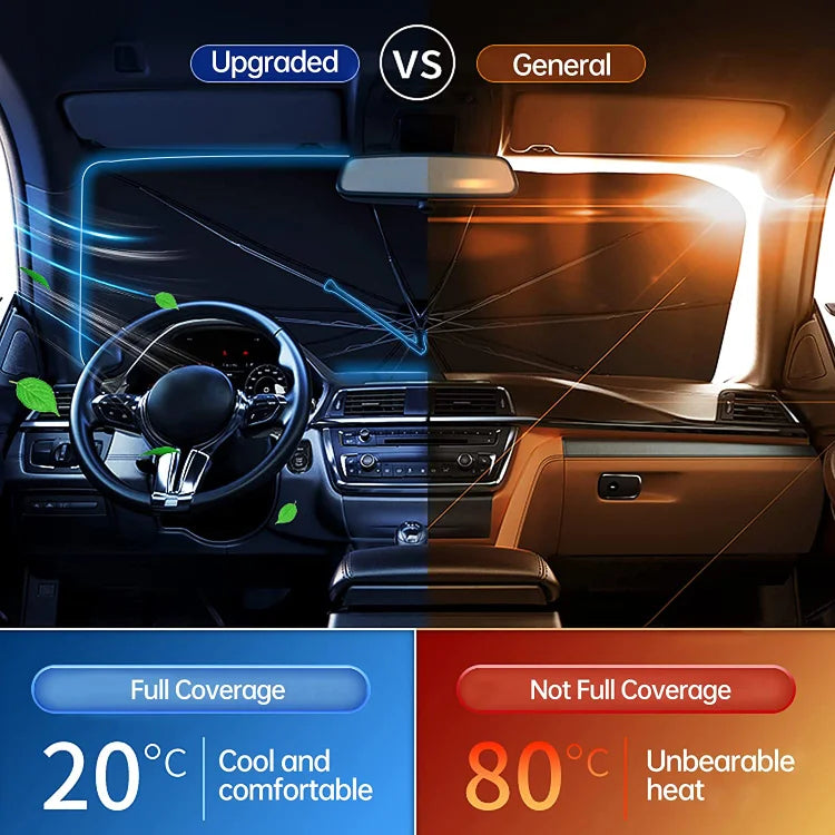 🥳2026 HOT SALE🥳💞50K+ SOLD!☂️Car Windshield Sun Shade Umbrella – 360° bendable handle, no scratches.✨