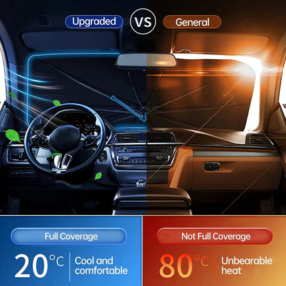 🥳2026 HOT SALE🥳💞50K+ SOLD!☂️Car Windshield Sun Shade Umbrella – 360° bendable handle, no scratches.✨