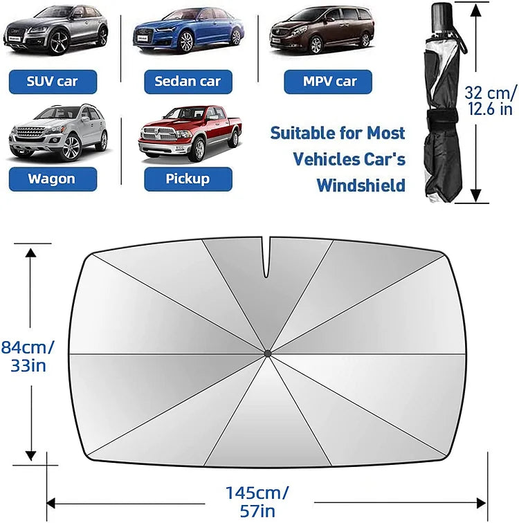🥳2026 HOT SALE🥳💞50K+ SOLD!☂️Car Windshield Sun Shade Umbrella – 360° bendable handle, no scratches.✨