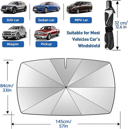 🥳2026 HOT SALE🥳💞50K+ SOLD!☂️Car Windshield Sun Shade Umbrella – 360° bendable handle, no scratches.✨