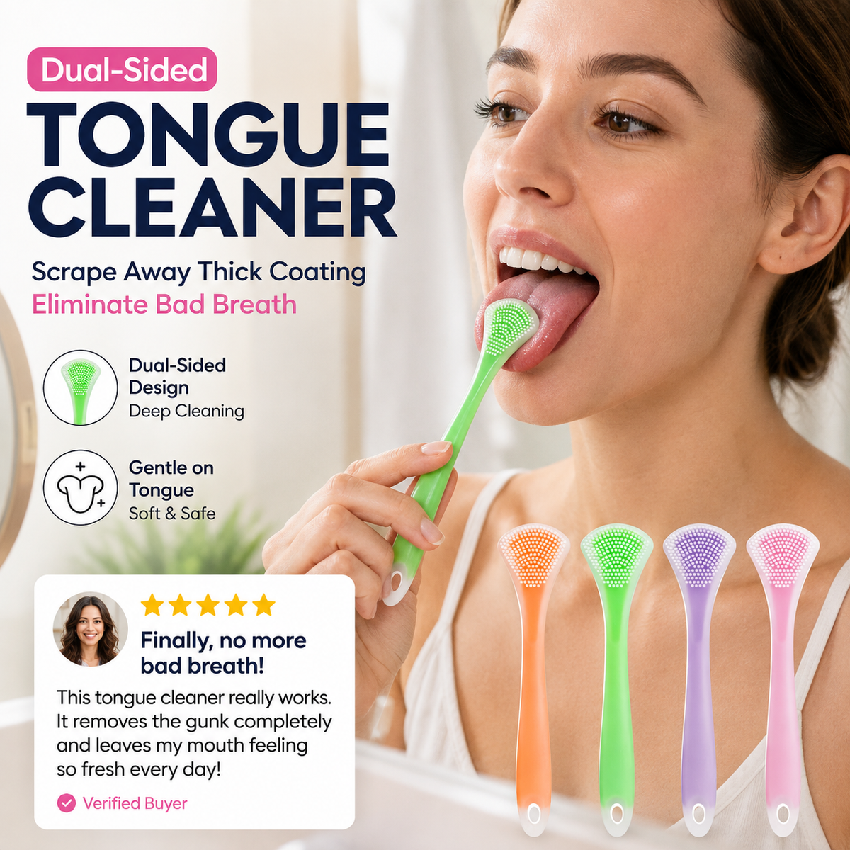 🔥🔥Buy More Get More Double-Sided Silicone Tongue Scraper