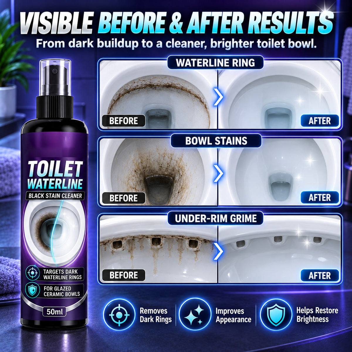 🥳HOT SALE🥳💞10K+ SOLD! Waterline Cleaner ! Targets black rings, clinging formula & less scrubbing.