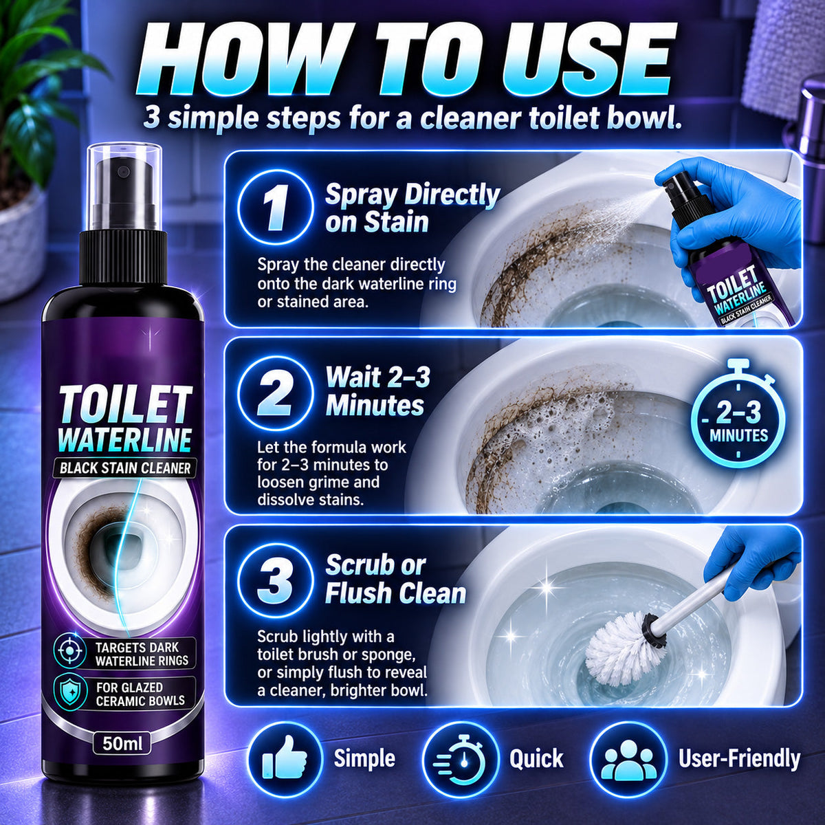 🥳HOT SALE🥳💞10K+ SOLD! Waterline Cleaner ! Targets black rings, clinging formula & less scrubbing.