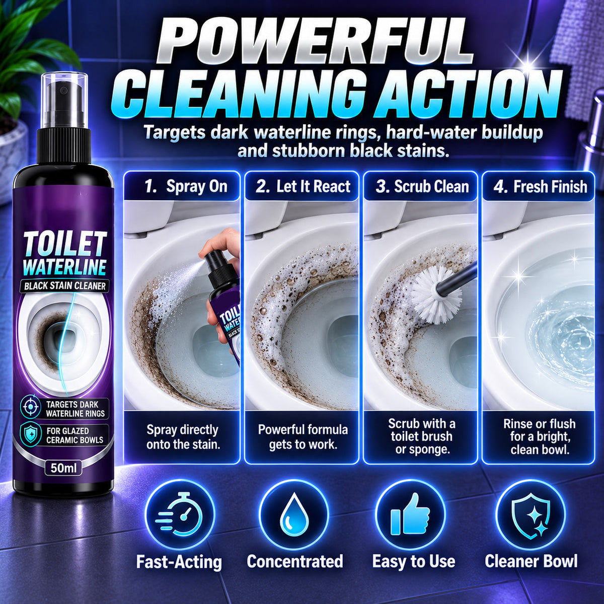 🥳HOT SALE🥳💞10K+ SOLD! Waterline Cleaner ! Targets black rings, clinging formula & less scrubbing.